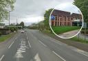 Wrexham Road in Johnstown (Google) and, inset, Wrexham Magistrates Court