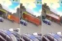 Watch dramatic moment lorry slams into railway bridge at Beeston