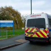 Ambulance in front of Royal Shrewsbury Hospital.Photo by: Jacob King/PA Wire.