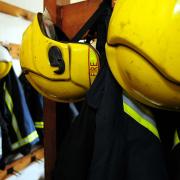 Firefighters helmets.