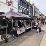 Whitchurch High Street on a market day.
