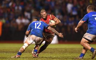 Jamie Roberts in action for Wales against Samoa