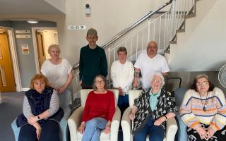 Ian Wright, back row, second left, with other residents of Craddock Court in Malpas.