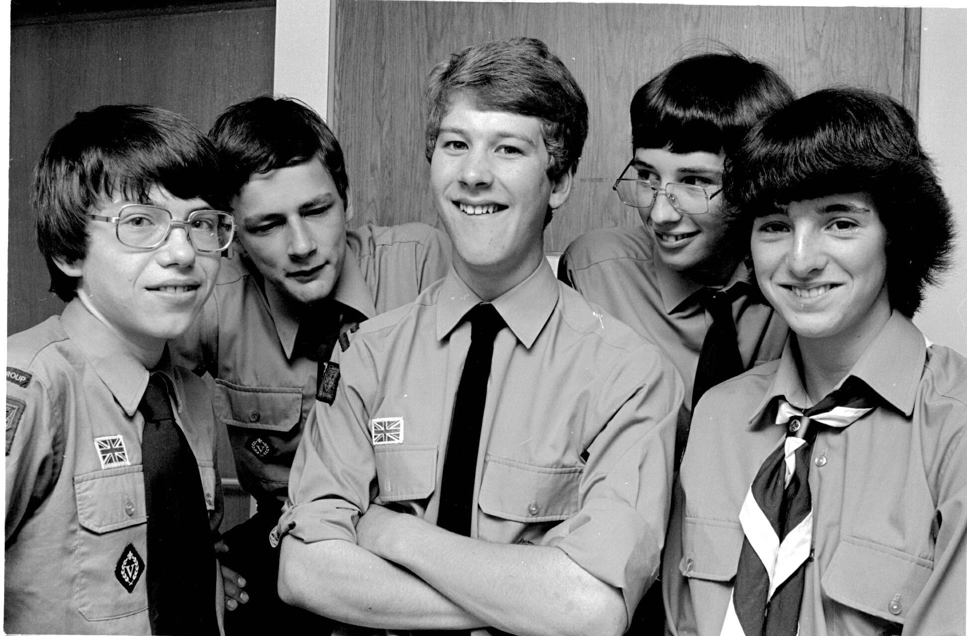 Members of Oswestry Venture Scouts in 1980.