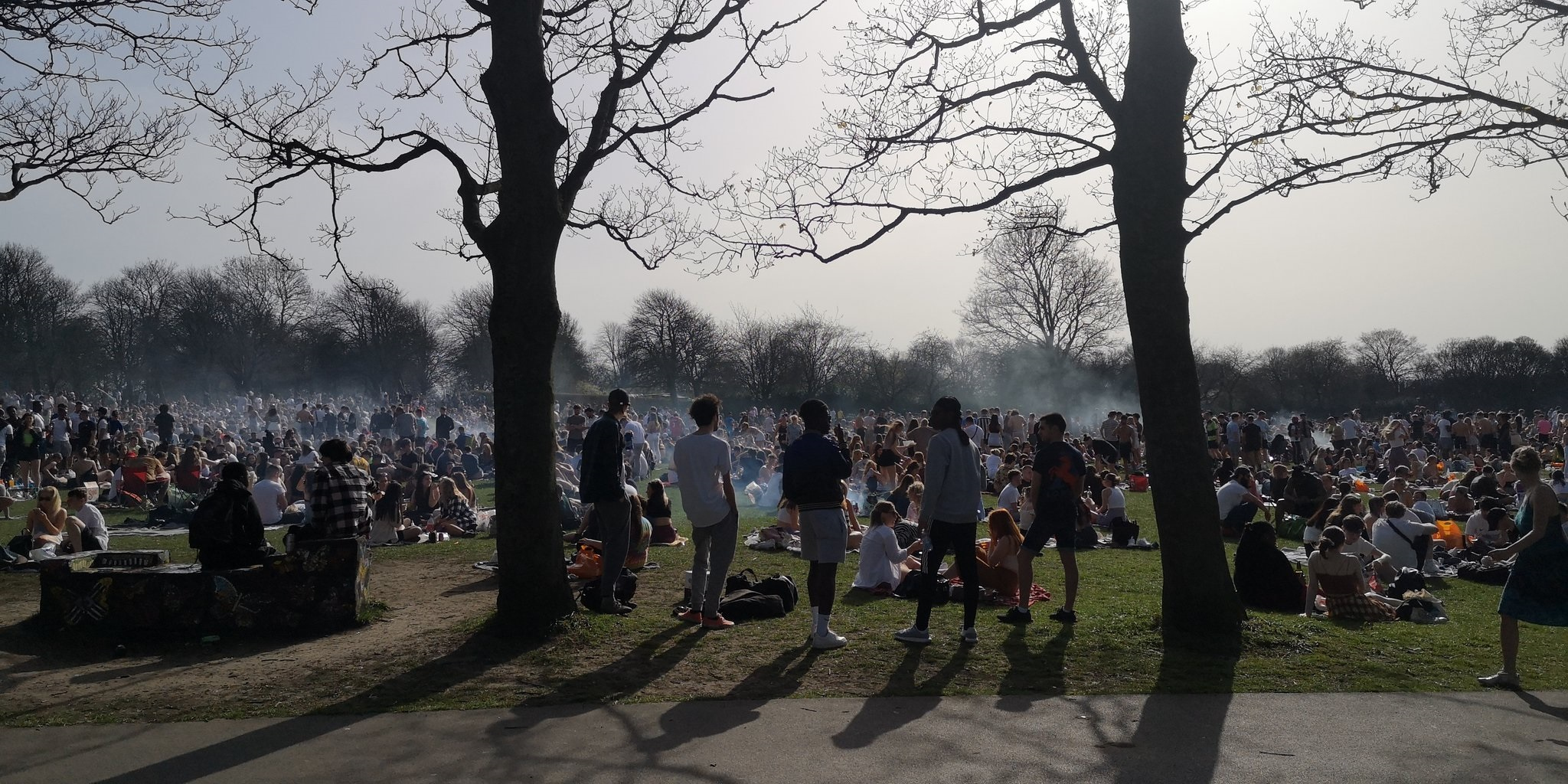 Crowds in Woodhouse Moor Park in Leeds, on Tuesday. Picture: PA