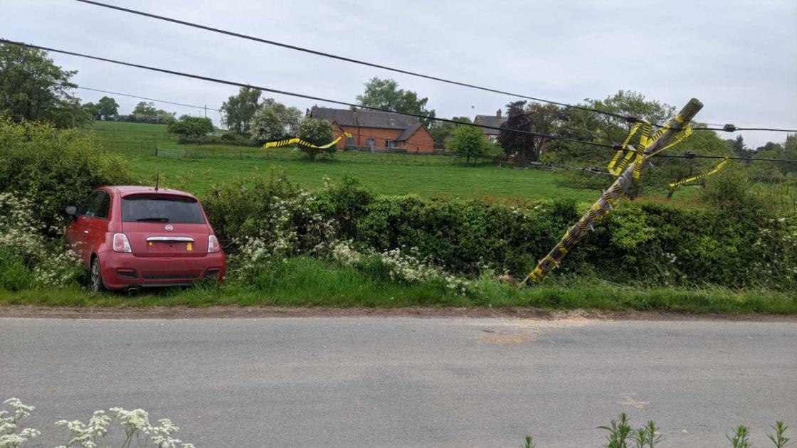 Residents' concern over 'dangerously' damaged telegraph pole in Ightfield 