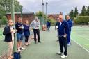LTA president David Rawlinson with volunteers at Whitchurch’s Hollies Tennis Club