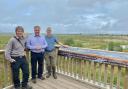 Peter Bowyer, senior reserve manager, Simon Baynes MP and Robert Duff, project manager for the Marches Mosses BogLIFE Project in Fenn’s and Whixall Mosses National Nature Reserve.