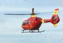 Air ambulance in attendance  for casualty at two car crash