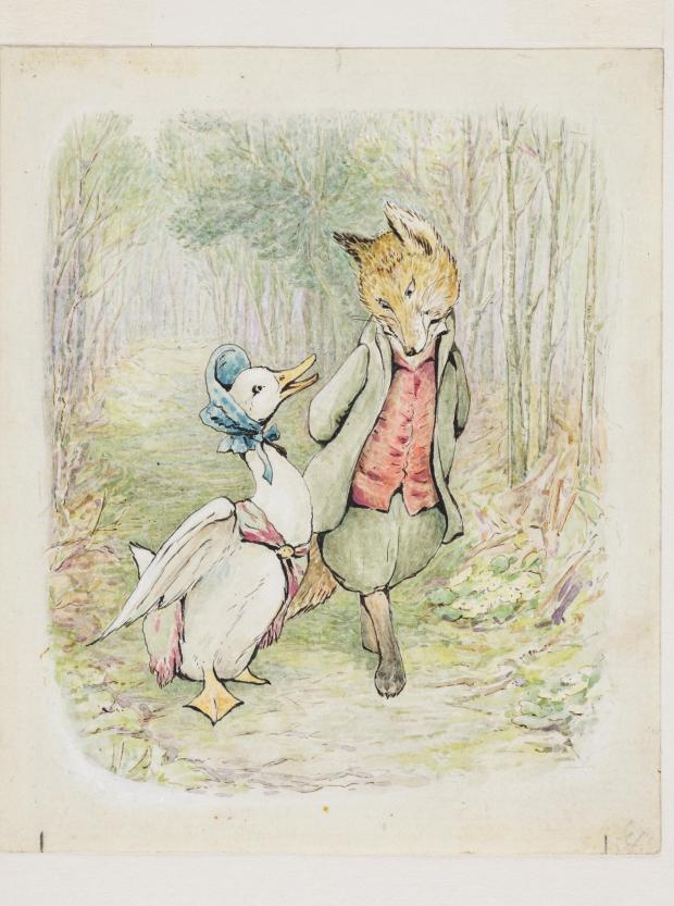 Whitchurch Herald: A Beatrix Potter watercolour and ink on paper illustration, The Tale of Jemima Puddle-Duck artwork, dated 1908, which will be on show at the Beatrix Potter: Drawn to Nature at the Victoria and Albert Museum, London, February 12, 2022 – January 8, 2023. Undated handout via PA.