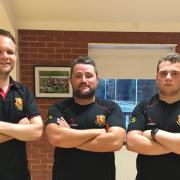 New head coach Noel Speed (left) alongside departed coach Scott Sturdy (centre) and Colts coach Max Pridmore (left)