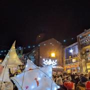 The crowds for the 2022 Christmas lights switch on with Citizen of the Year Sheila Chase.