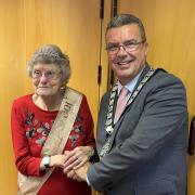 Betty Parish and Whitchurch Mayor, Councillor Andy Hall, at the party