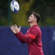 England's Tom Curry during the team run training session at the INSEP in Paris, France.