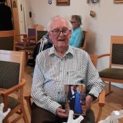 Tom Bate, who's now 100 years old, at his birthday celebrations on October 27.