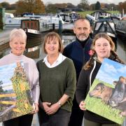 Left to right: Lynne Stokes, Linda Grocott, owner of Whixall Marina, Daniel McGowan, Grocott Group managing director and Phoebe Lawrence