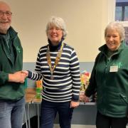 Alan Scutt, from Whitchurch Foodbank with Sue Fawcett and Hazel Nimmo.