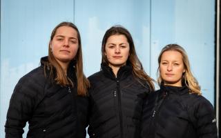 Lottie Hopkinson-Woolley (left), Miriam Payne (middle) and Jess Rowe (right) will be rowing across the Pacific Ocean non-stop and unsupported (Alan Dunkerly Photography/PA)
