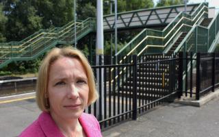 Helen Morgan MP at Whitchurch Station.