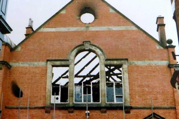 Wem Town Hall after the fire in 1995. Picture by Harry Futers